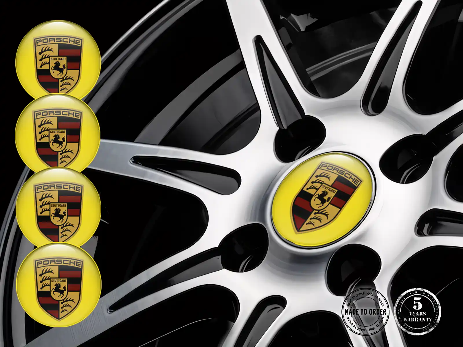 Porsche Radaufkleber Version Gewölbte Harzlabels